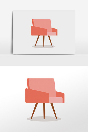 扁平简欧风粉色沙发插画元素图片
