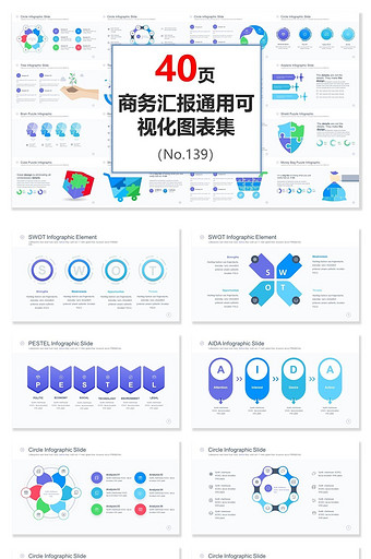 商务汇报通用可视化图表集ppt模板图片