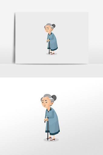 卡通老奶奶插画元素图片