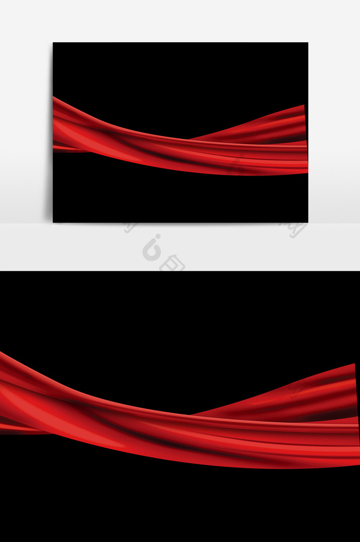 红色漂浮丝绸元素素材
