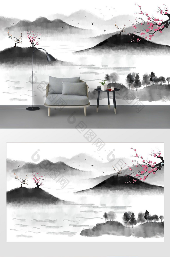山水画禅意中国风装饰画图片