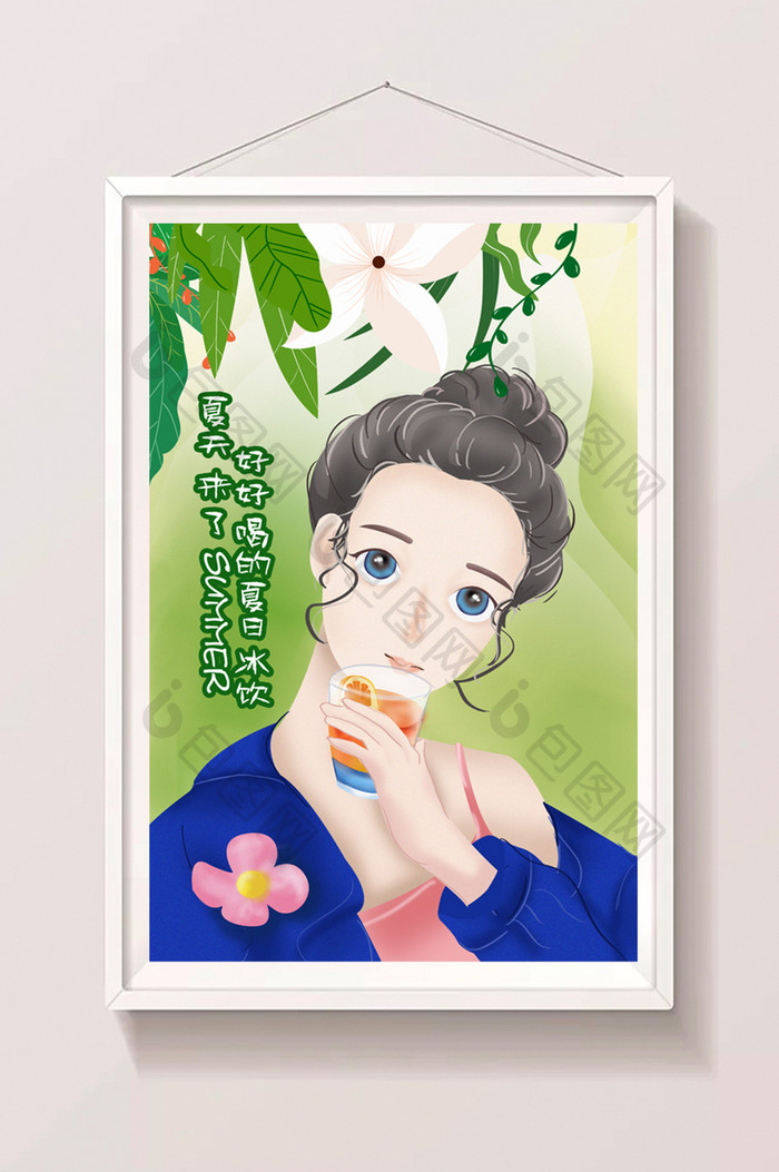 唯美清新治愈系54青年节少女插画