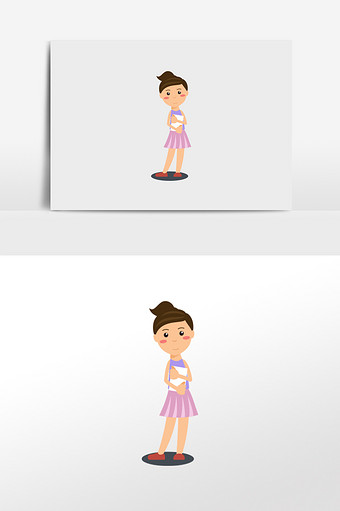 卡通清新紫色女孩子插画元素图片