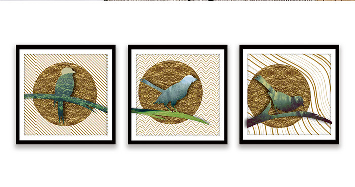 文艺动物鸟剪影图案装饰画