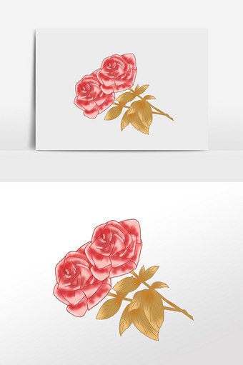 清新手绘玫瑰花素材图片