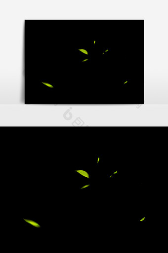 绿色漂浮叶子元素图片