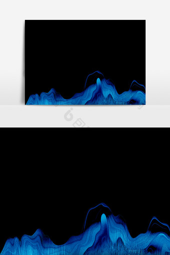 蓝色炫酷山脉元素素材图片