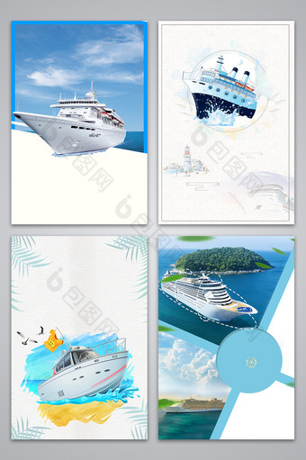 大型游轮旅游海报设计背景图图片
