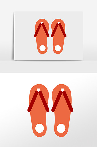红色凉拖拖鞋夏日元素夏日插画素材图片
