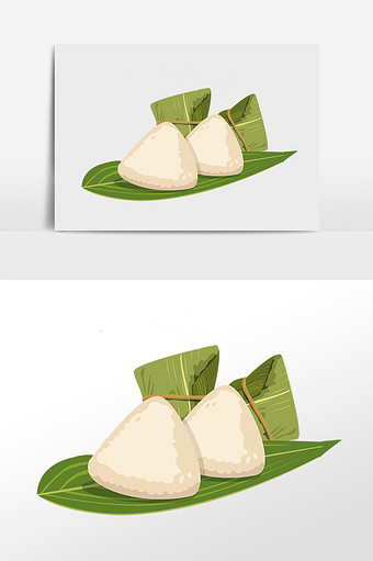 绿色粽子插画手绘风格端午素材图片