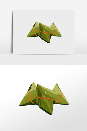 绿色粽子扁平端午插画素材图片