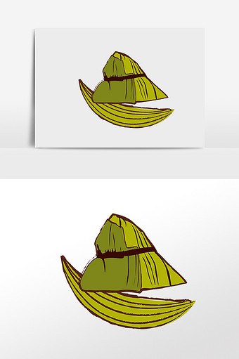 绿色粽子扁平风格插画素材图片