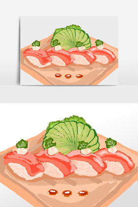 手绘日本料理寿司金枪鱼寿司png素材