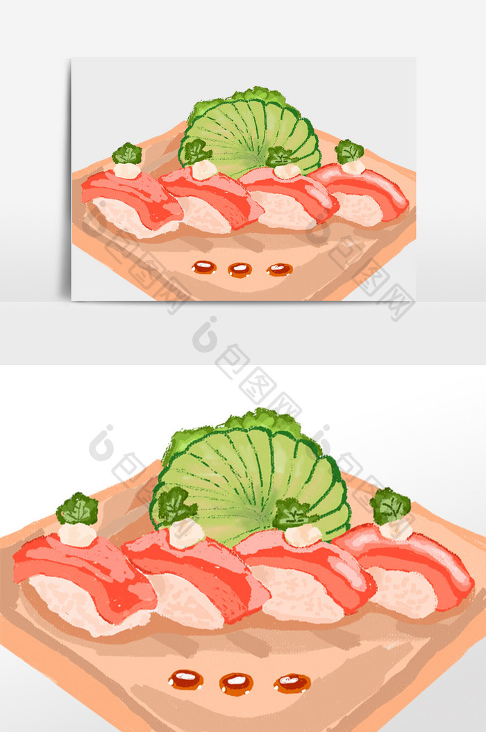 手绘日本料理寿司金枪鱼寿司png素材