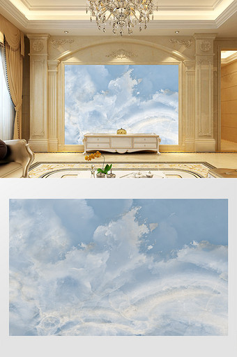 蓝色海洋大理石背景墙图片