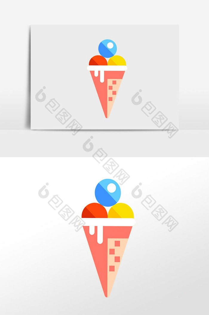 彩色冰淇淋夏日扁平插画素材