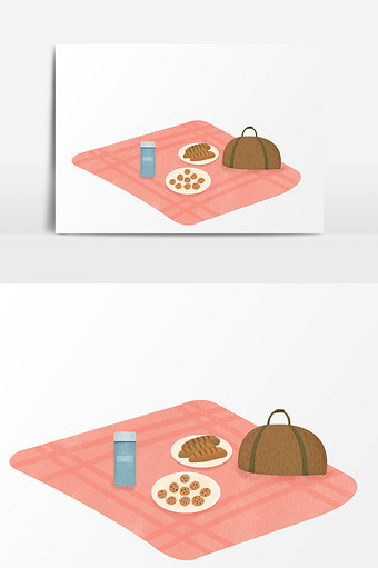 唯美野餐食物插画元素图片