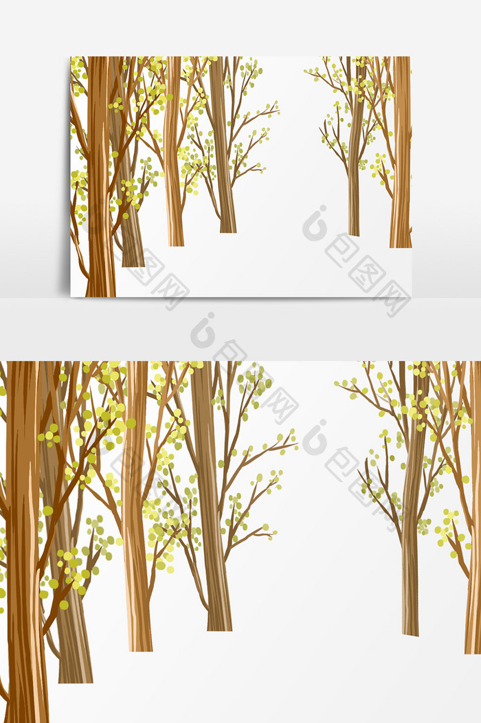 创意手绘树木插画元素
