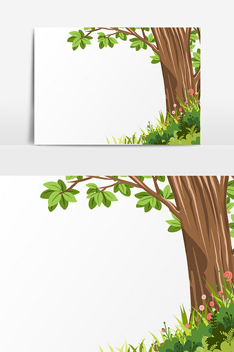 春天树木插画元素图片