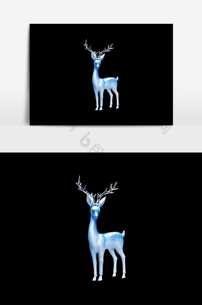 梦幻炫蓝鹿儿元素素材图片