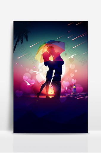 情人节的夜晚海报设计背景图图片