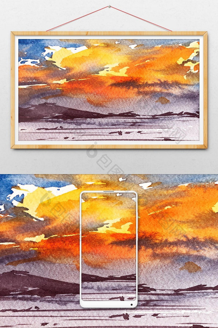 暖色调夏日夕阳水彩手绘 图片下载 包图网 暖色调夏日夕阳水彩手绘 图片下载 包图网