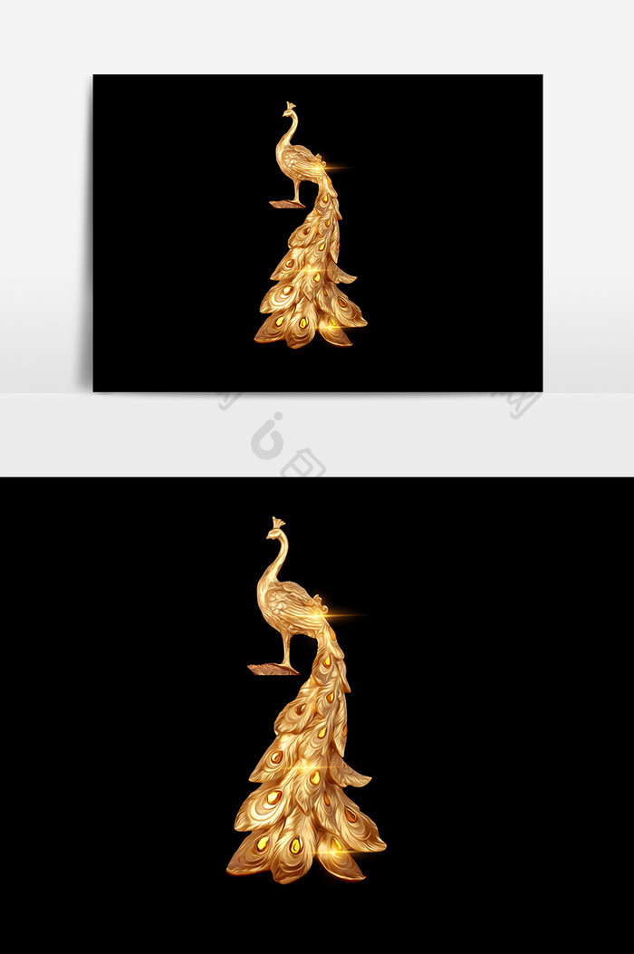 金色装饰孔雀元素素材