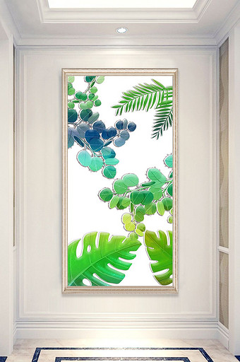 北欧现代热带植物玄关装饰画图片