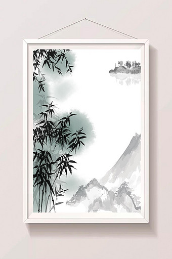 黑白水墨中国风插画背景扁平素材图片