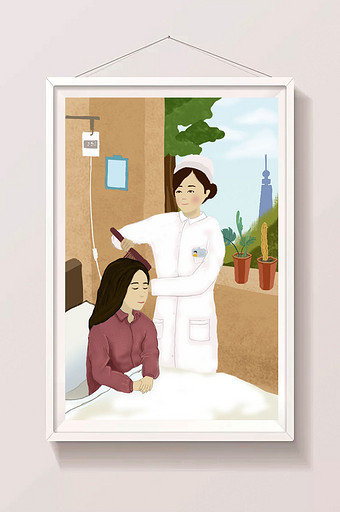 唯美清新护士节手绘插画图片