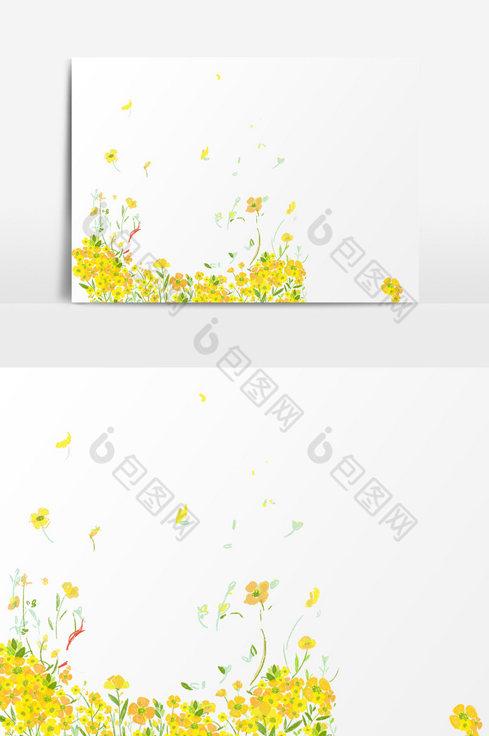 水彩手绘黄色花朵插画元素