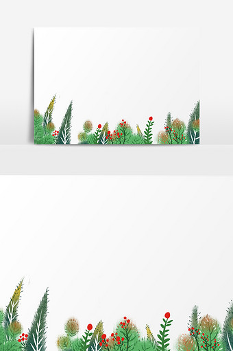 水彩手绘创意草丛插画元素图片