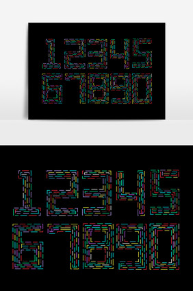 霓虹灯效果数字元素素材设计