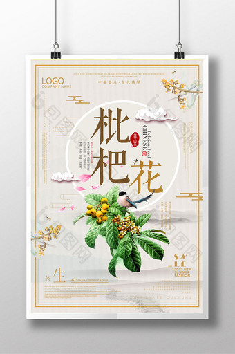 中国风枇杷花海报图片