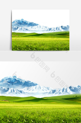 绿色草原高原学山元素素材图片