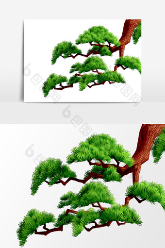 绿色松树元素素材图片