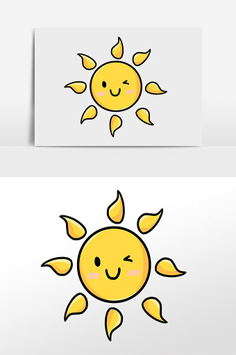 卡通可爱太阳手绘元素插画图片