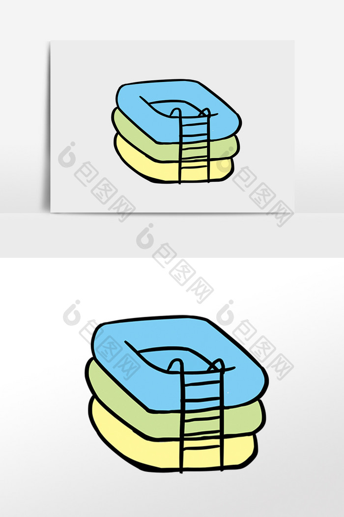 夏天泳池手绘元素插画
