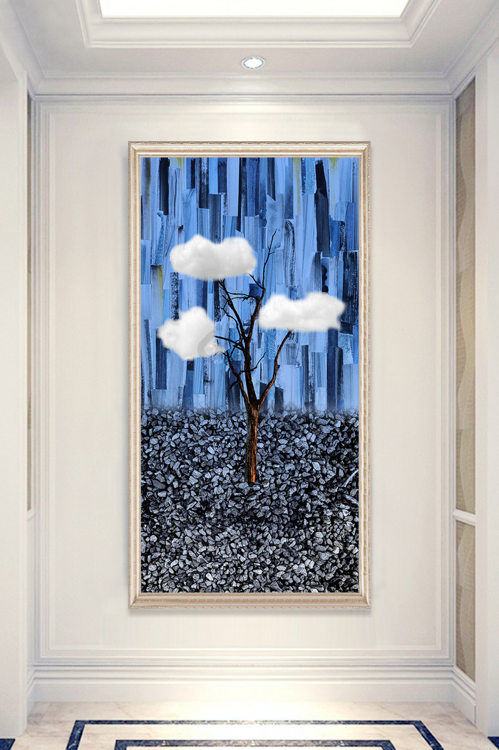北欧现代玄关画创意棉花树玄关装饰画图片