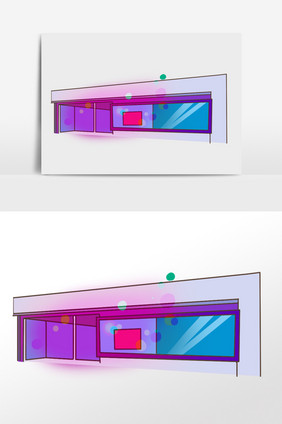 炫酷建筑酒吧手绘插画