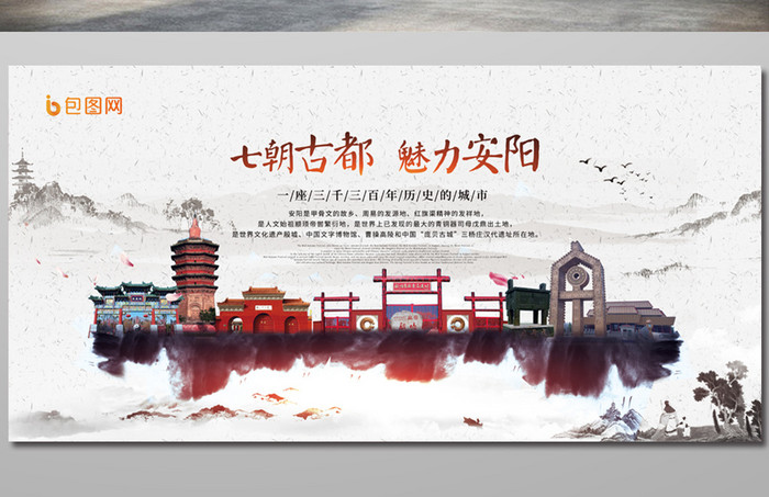 中国风安阳旅游海报