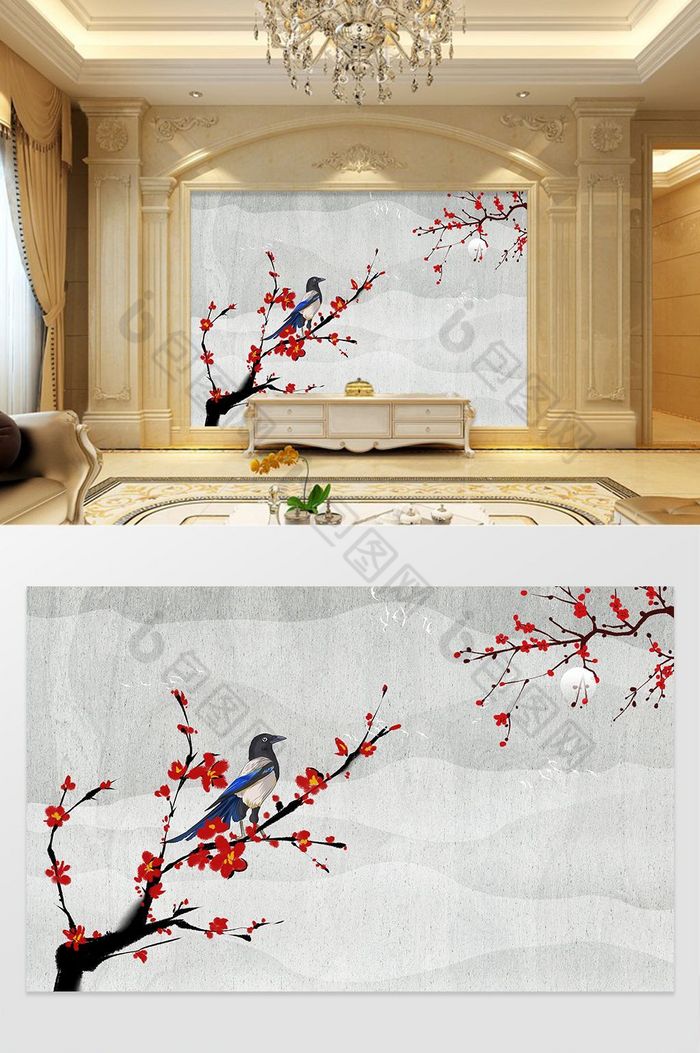 海洋山水画中国风装饰画图片