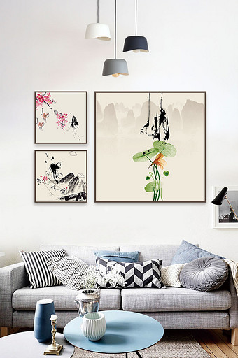 中国风水墨花卉装饰画图片