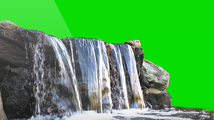 4K山体瀑布流水绿屏抠像绿幕视频素材
