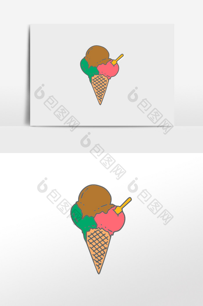 卡通手绘冰淇淋插画元素