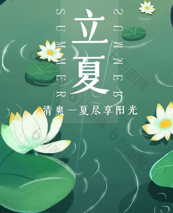 文艺花卉极简立夏手机海报