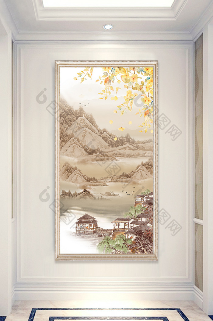 室外山林山水风景画玄关装饰画