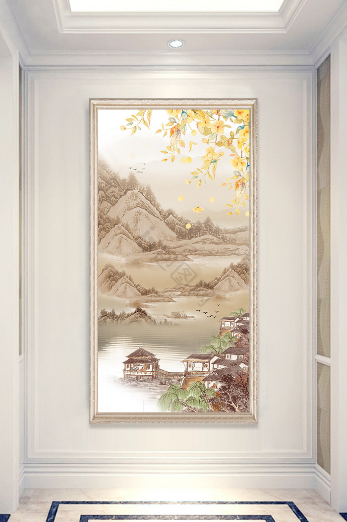 室外山林山水风景画玄关装饰画图片