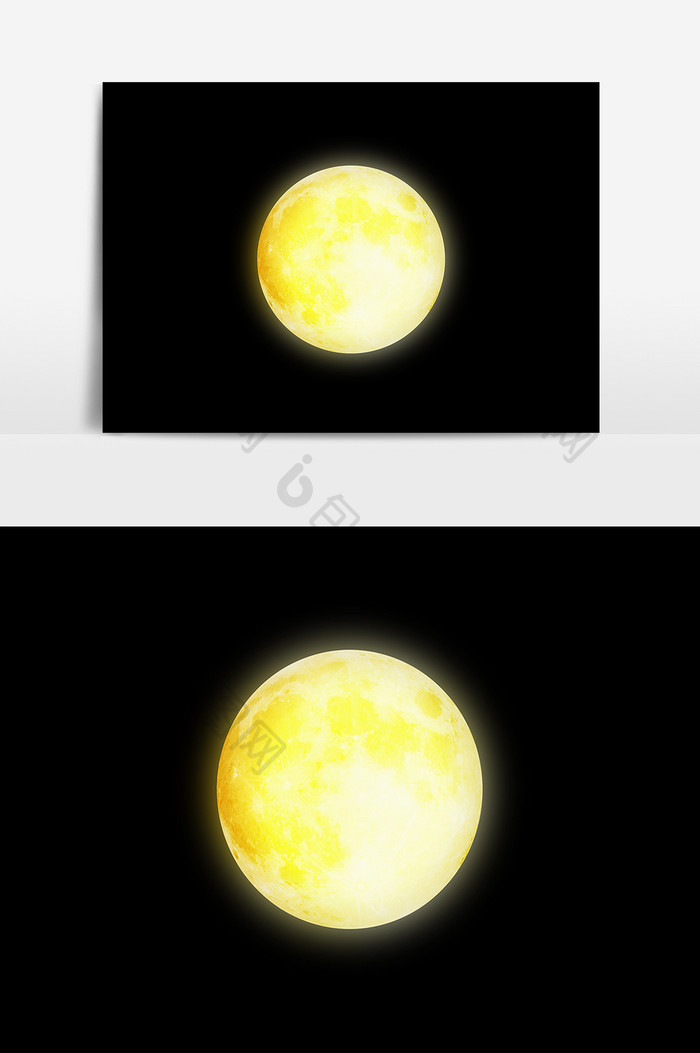 蛋黄色月亮元素素材