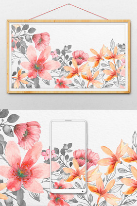 粉色花朵水彩花朵手绘花朵背景素材